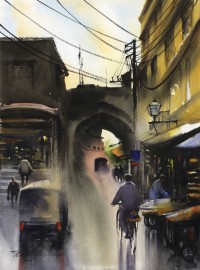 Sarfraz Musawir, 11 x 15 Inch, Watercolor on Paper, Cityscape Painting, AC-SAR-135